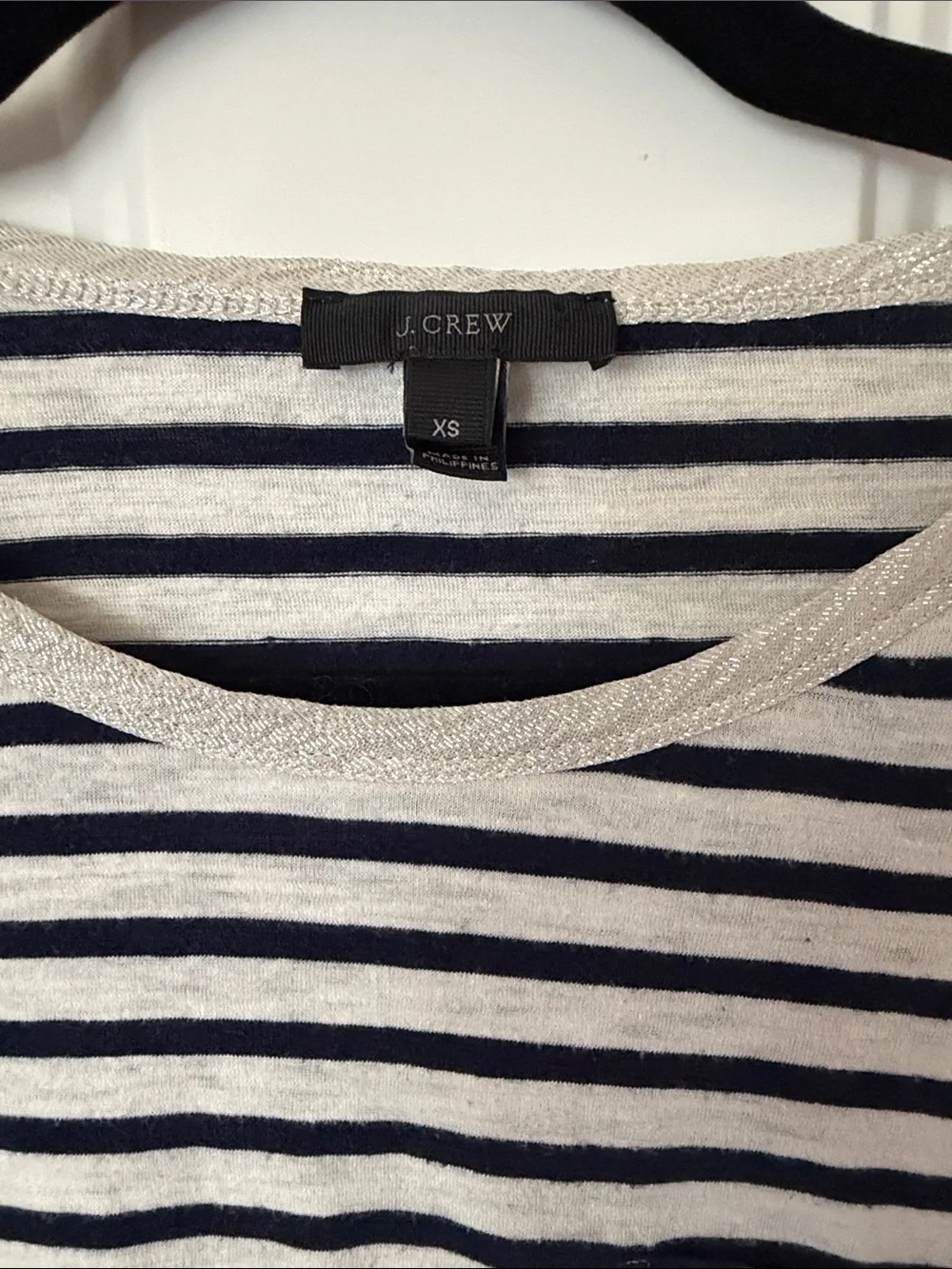 J. Crew Navy and White Striped Short Sleeve Tee